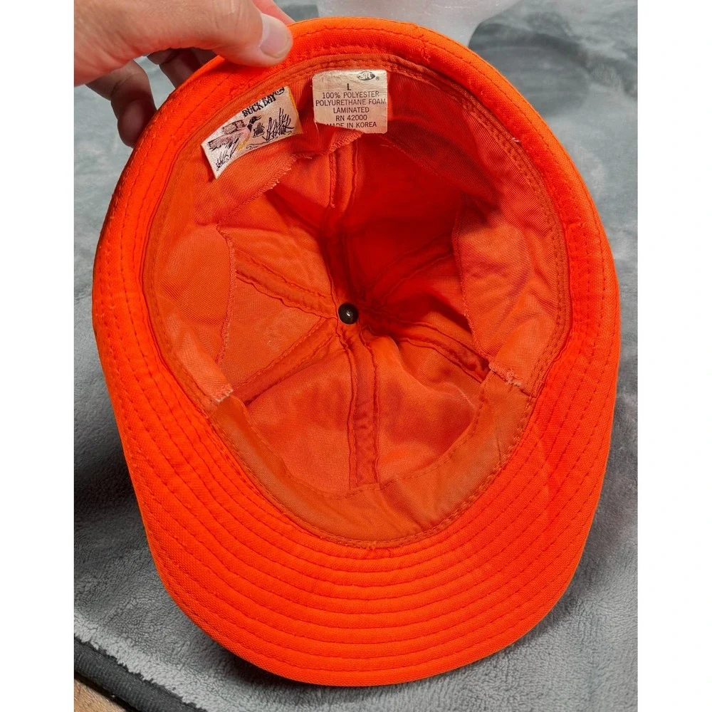 Buck Bay Blaze Orange Hunting Cap Mens L Snapback Hat Vintage